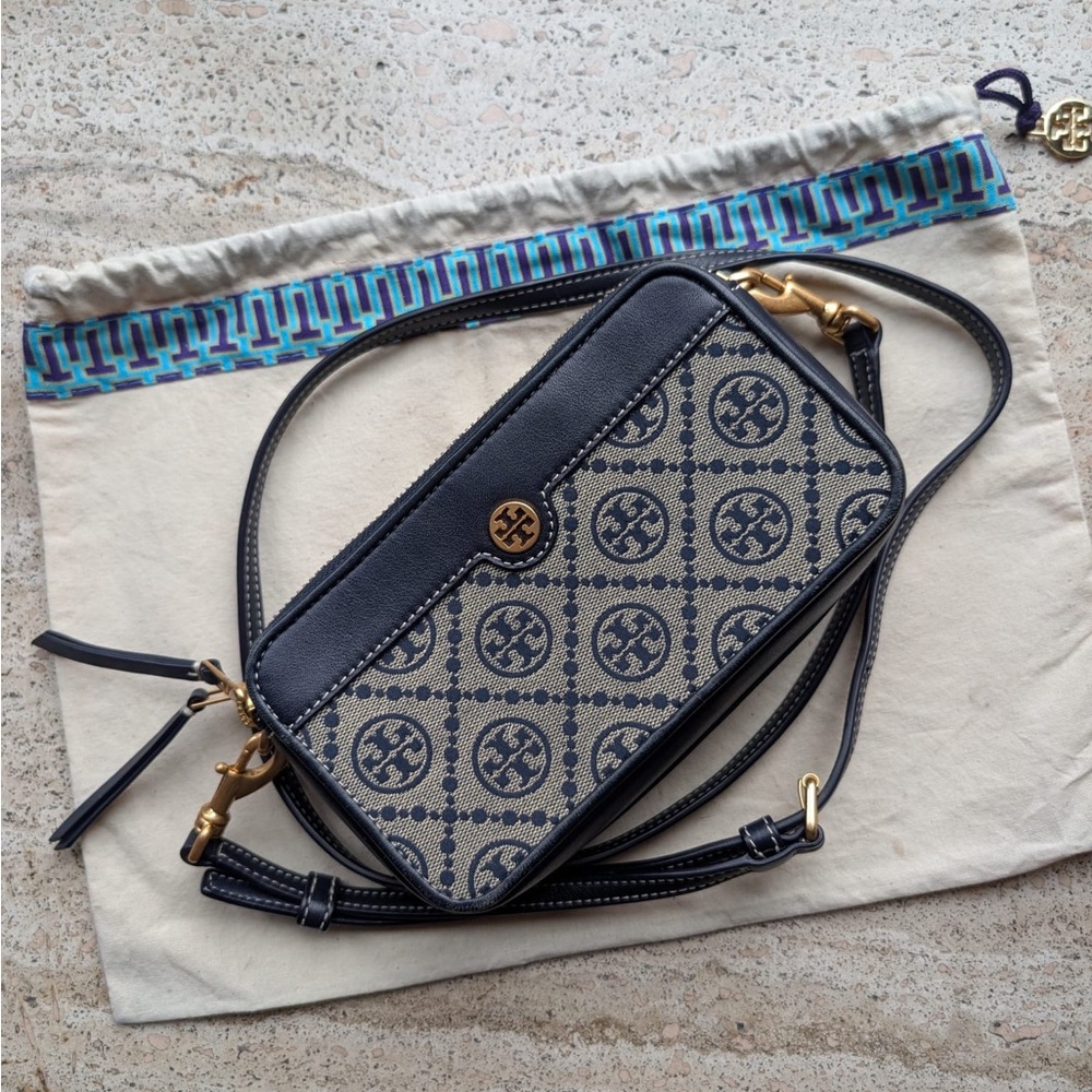 Tory Burch T Monogram Jacquard Double Zip Mini Bag